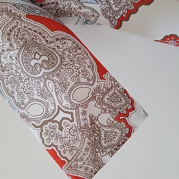 Chico's Orange White Paisley Vneck Popover Tunic Blouse Size XL - Picture 4 of 9